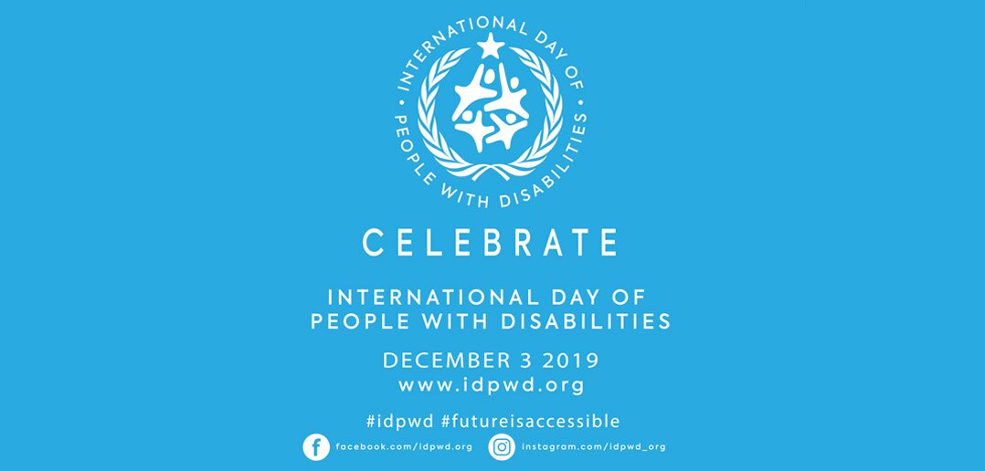 International day of people with disabilities logo on blue background